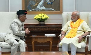 The Governor of Arunachal Pradesh Brig. (Dr.) B.D. Mishra (Retd.) with the Honble Prime Minister of India at 7 Race Course Road, New Delhi on 7th June, 2018.